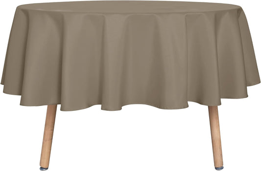 sancua Round Tablecloth - 60 Inch - Water Resistant Spill Proof Washable Polyester Table Cloth Decorative Fabric Table Cover for Dining Tables, Buffet Parties and Camping, Taupe