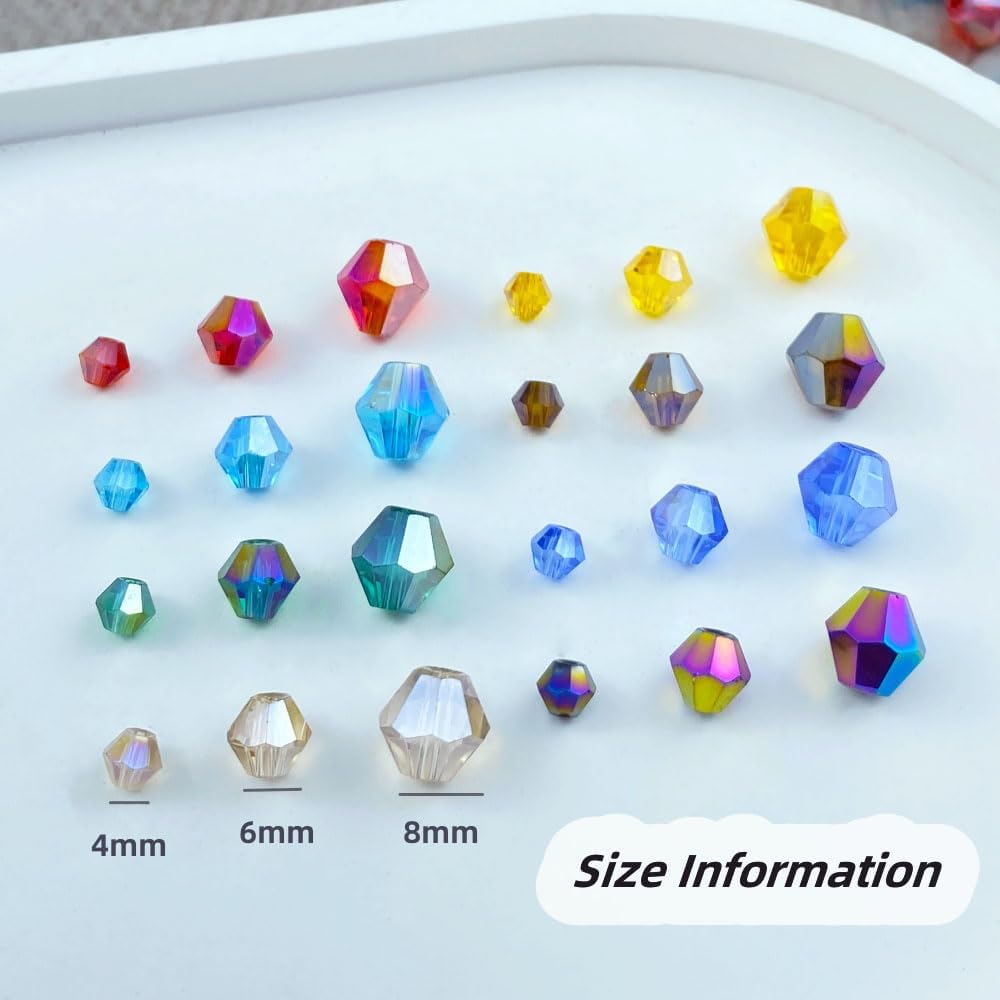 250pcs 6mm Bicone Crystal Glass Beads Loose Spacer Beads Faceted Craft Beads for Jewelry Making DIY Necklace Bracelet Earring Wind Chimes Suncatchers Ornamen(Ceramic White AB)