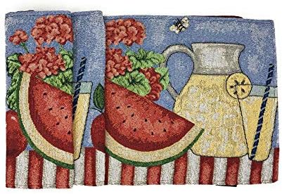 Tache Fruity Drinks Colorful Watermelon Lemonade Decorative Spring Summer Woven Tapestry Table Runners, 13x72