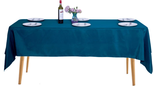 Ascoza 2pack 60x120 Inch Peacock Blue Rectangular Tablecloth 6 Feet Table Cloth in Polyester Fabric for Wedding/Banquet/Restaurant/Parties