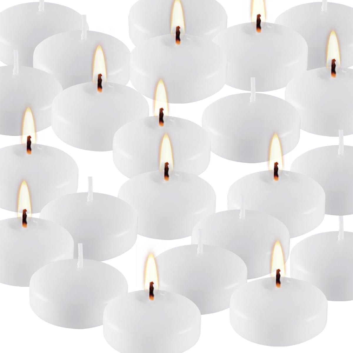 24 Pack Floating Candles, Smoke-Free and odorless, Burning continuously for 5-6 Hours, White, 2-inch Floating Candles, Suitable for Valentine's Day, Weddings, Holidays, Home Decoration……