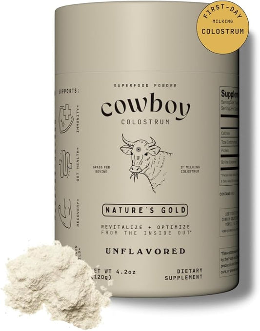 Powder - Bovine Colostrum Powder for Women & Men - First Day Milking Whole Colostrum - Grass Fed Colostrum Supplement for Gut Health, Immunity, Skin & Hair (Unflavored, 40 Servings)