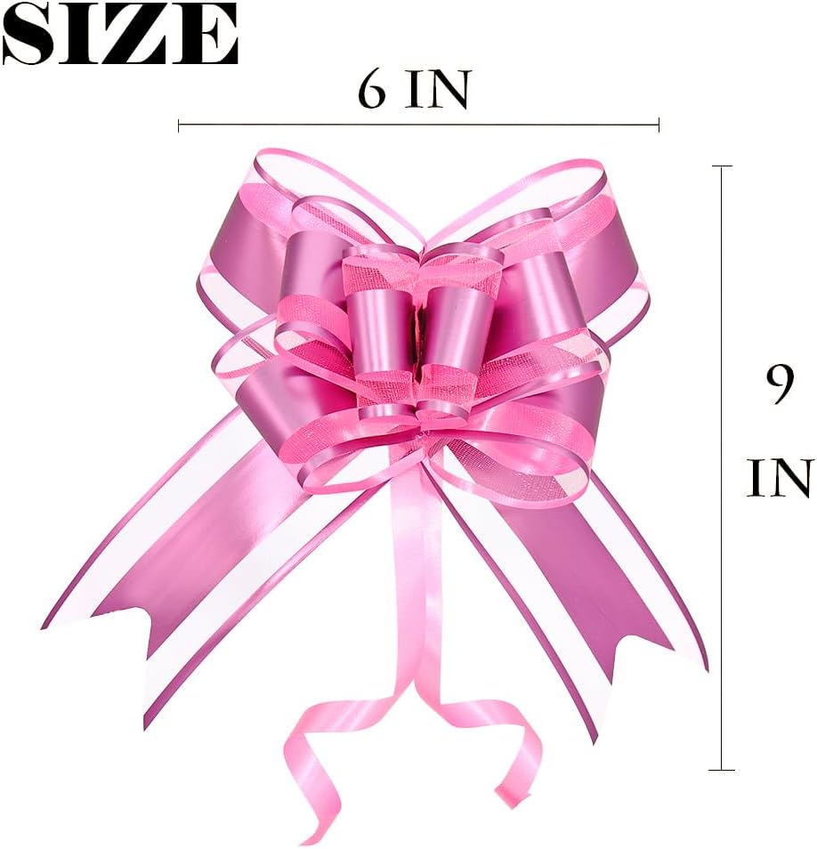 WEWILUCK Gift Bows for Presents, Hot Pink Bows for Gift Wrapping, Gift Bows with Ribbon for Weddings, Bridal Showers, and Anniversary Decoration(6 inches, 15PCS)