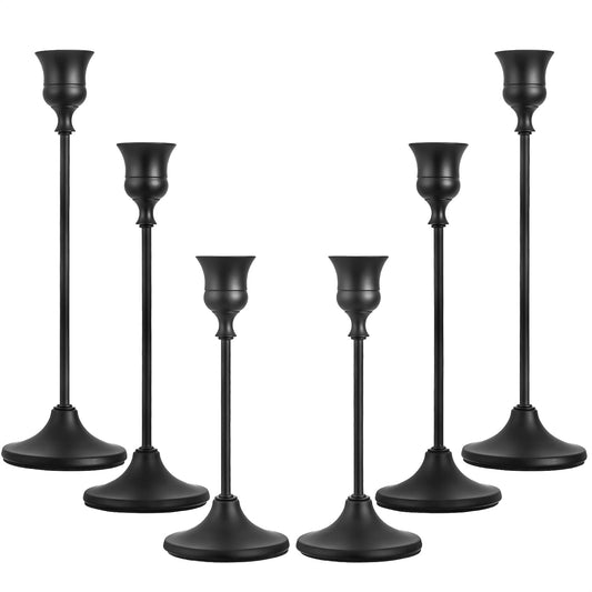 CHILL RECIPE Black Candlestick Holder Tall Taper Candle Holder for Home Decor Table Centerpiece Party Festival Decorations Halloween Decoration (2 Set 6Pcs)