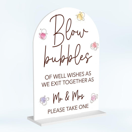 Wedding Bubbles Sign Bubbles for Wedding Send off Reception Decor Acrylic Arch Wedding Bridal Shower Baby Shower Welcome Table Signs for Ceremony and Reception Decor 7 x 5 Inches