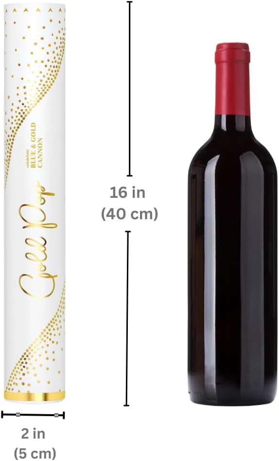 BLUE & GOLD Confetti Poppers - 16" BIODEGRADABLE BLUE & GOLD Confetti Cannon, Party Poppers, Compressed Air Popper, Loud Pop, Confetti Send Off, Wedding Supplies, Wedding Decorations