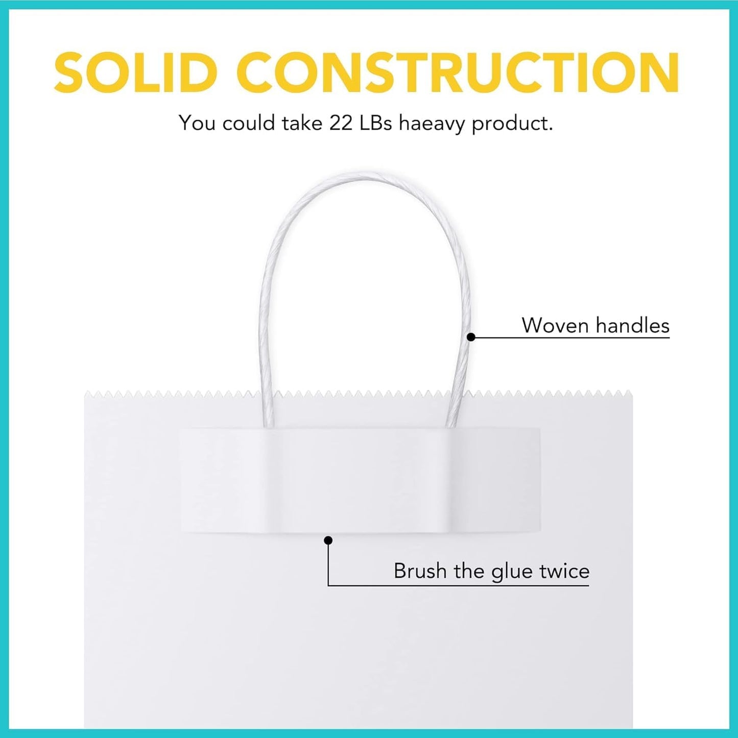 GSSUSA 16x6x12 Inches Large Paper Bags with Handles, 6000 Pack White Paper Gift Bag, Recyclable Kraft Paper Shopping Bags for Small Business, Party Favor, Craft Bag for Boutique