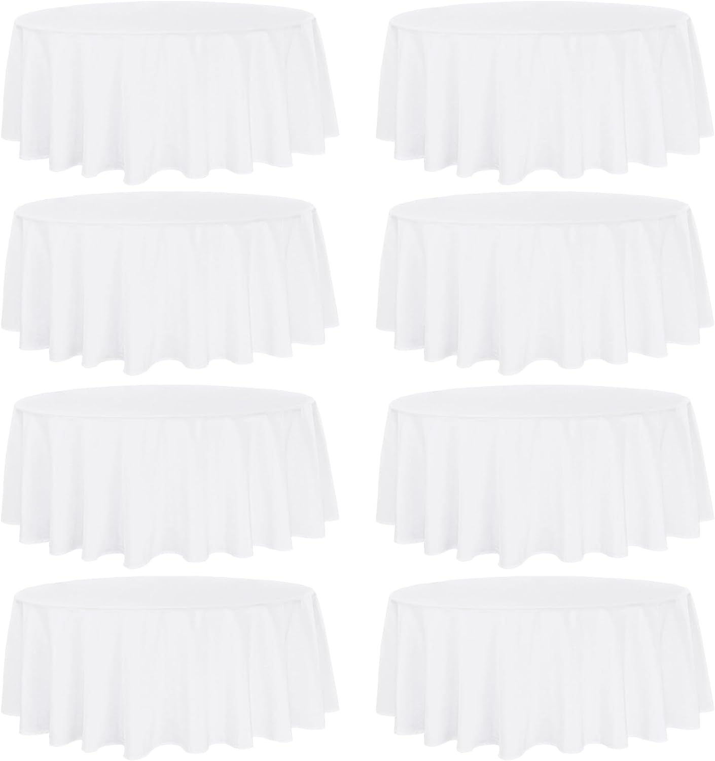 8 Pack Round Tablecloth 70 Inch White Round Table Covers Bulk Washable Polyester Fabric Table Clothes for Wedding Party Reception Banquet Buffet Restaurant (White, 70 Inch)