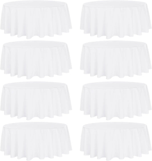 8 Pack Round Tablecloth 70 Inch White Round Table Covers Bulk Washable Polyester Fabric Table Clothes for Wedding Party Reception Banquet Buffet Restaurant (White, 70 Inch)