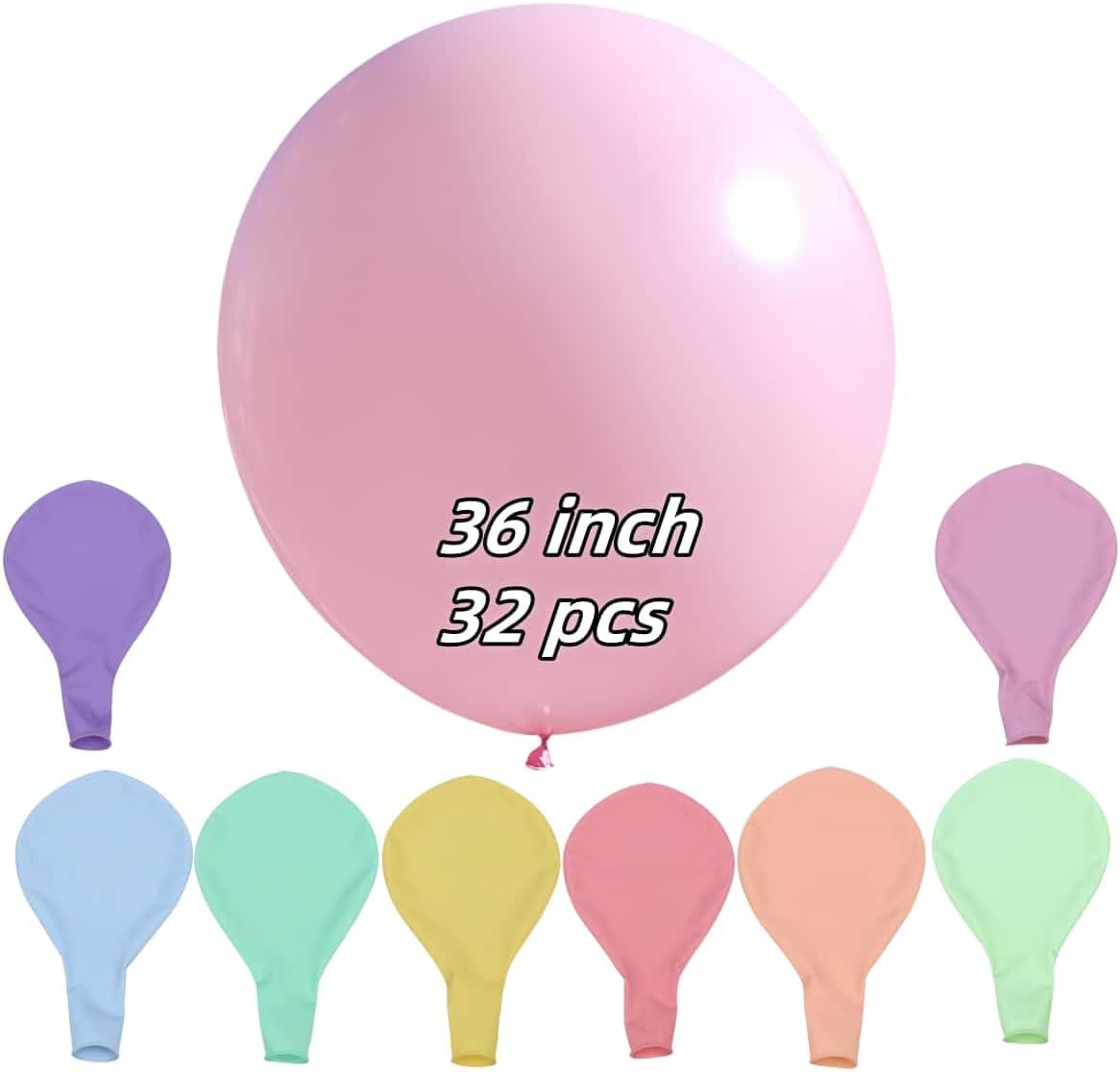 32 Pack Pastel Balloons 36 inch Multicolor Macaron Balloon for Valentine's Day Girls Birthday Baby Shower Easter Party Decoration