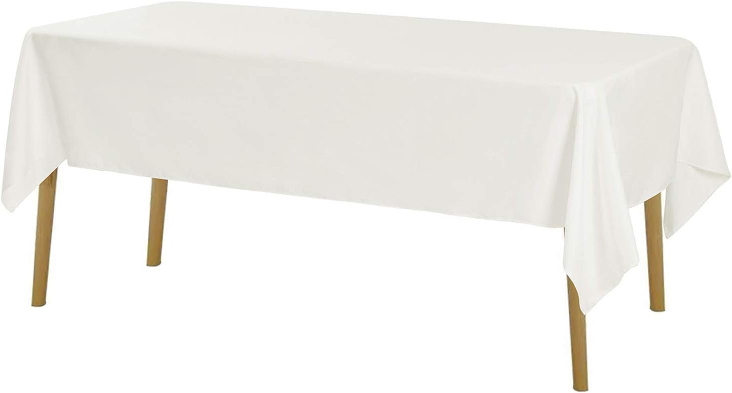 Rectangle Tablecloth 60x120 inch Washable Polyester Fabric Table Cloth for Wedding Party Dining Banquet Decoration（60x120, Ivory）