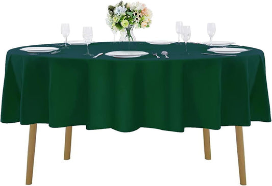 60 inch Round Tablecloth Washable Polyester Table Cloth Decorative Table Cover for Wedding Party Dining Banquet（60 inch,Hunter）