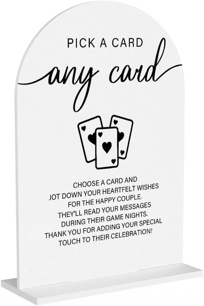 Acrylic Wedding Sign Pick A Card Sign for Wedding Wedding Signs for Ceremony Modern Calligraphy Arch Acrylic Table Top Sign for Wedding Reception and Event Party Table(white）