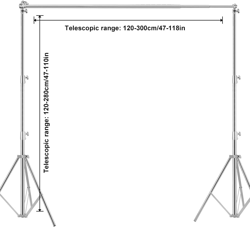 Stainless Steel Backdrop Stand 9.5ftx10ft Photo Stand for Backdrop Video Adjustable Background Support Stands for Portrait & Studio Photography, Photoshoot, Parties, Baby Shower, Birthday, Wedding