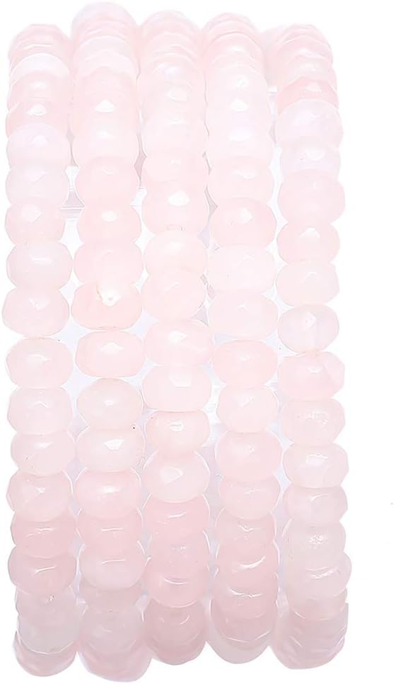 Faceted Natural Rose Quartz Crystal Stone Rondelle 4x6mm Loose Semi Gemstone Beads for Jewelry Making 38cm