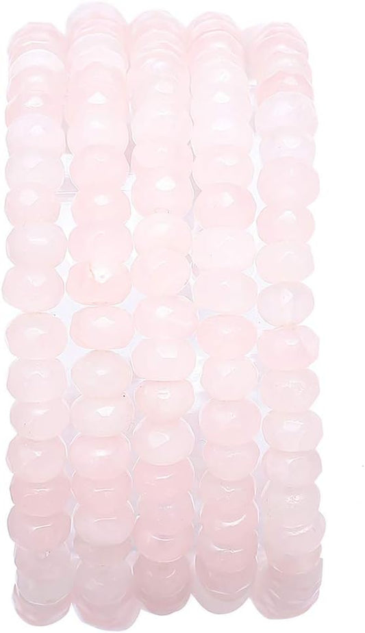 Faceted Natural Rose Quartz Crystal Stone Rondelle 4x6mm Loose Semi Gemstone Beads for Jewelry Making 38cm