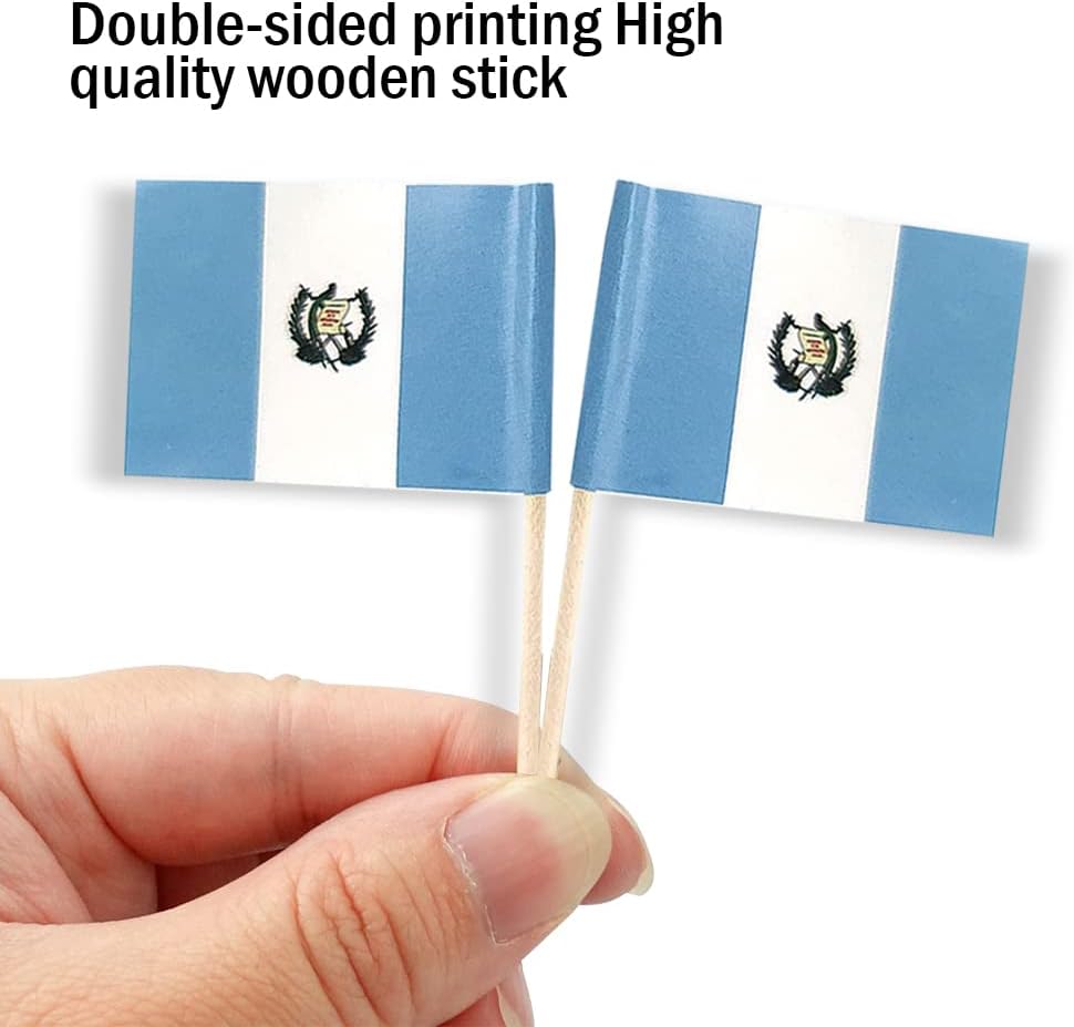 Guatemala Flag Guatemalan Flag, Small Mini Guatemala Toothpick Flags for Food, Cupcakes, Cocktails, Appetizers, Bar Party Decorations