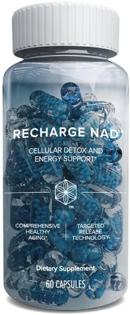 Isagenix Recharge NAD - Cellular Detox, Comprehensive Healthy Aging, and Energy Support - 1 Bottle - 60 ct Targeted Release Capsules
