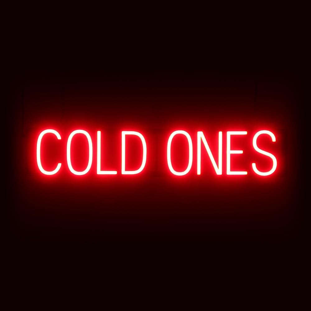SpellBrite COLD ONES Sign | Beer-Related Sign with Neon Look, Red LED Light Source | 33.5" x 6.3"