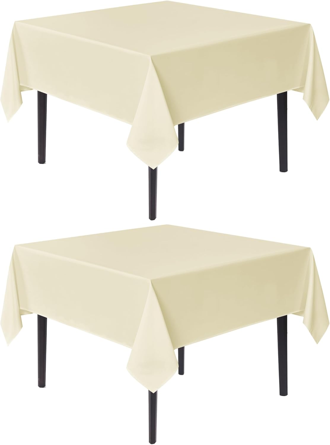 sancua Square Tablecloths 70x70 Inch, 2 Pack - Beige Fabric Table Cloth for Square or Round Tables, Washable Polyester Table Cover for Outdoor Party, Birthday, Decorative Display Tables