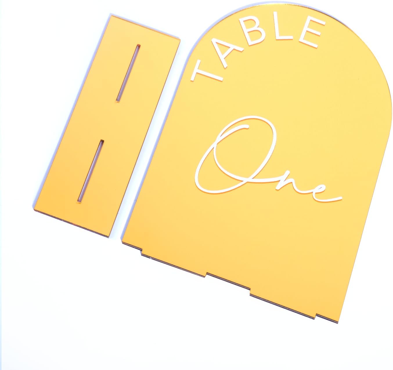 Gold Mirror Arch Wedding Table Numbers 1-30 with Stands, 5x7 Inch Acrylic Arch Sign with Holder for Wedding Reception Table Centerpiece Decoration(Gold Mirror)