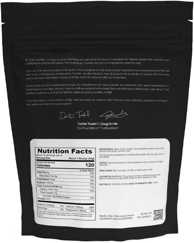 True Nutrition Whey Protein Isolate Cold-Filtration - 100% Whey Protein Powder - 27g Protein per Serving - Mixes Easily and Tastes Great - Third Party Tested - French Vanilla - 2lb