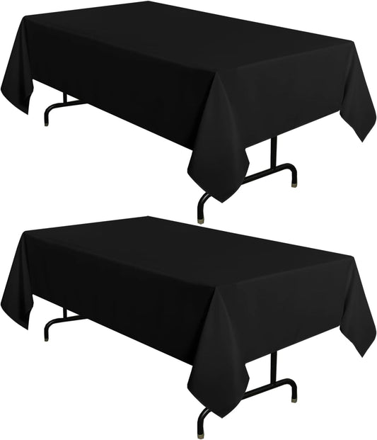 sancua 2 Pack Black Tablecloth 54 x 78 Inch, Rectangle 4 Feet Table Cloth - Stain and Wrinkle Resistant Washable Polyester Table Cover for Dining Tables, Buffet Parties and Camping
