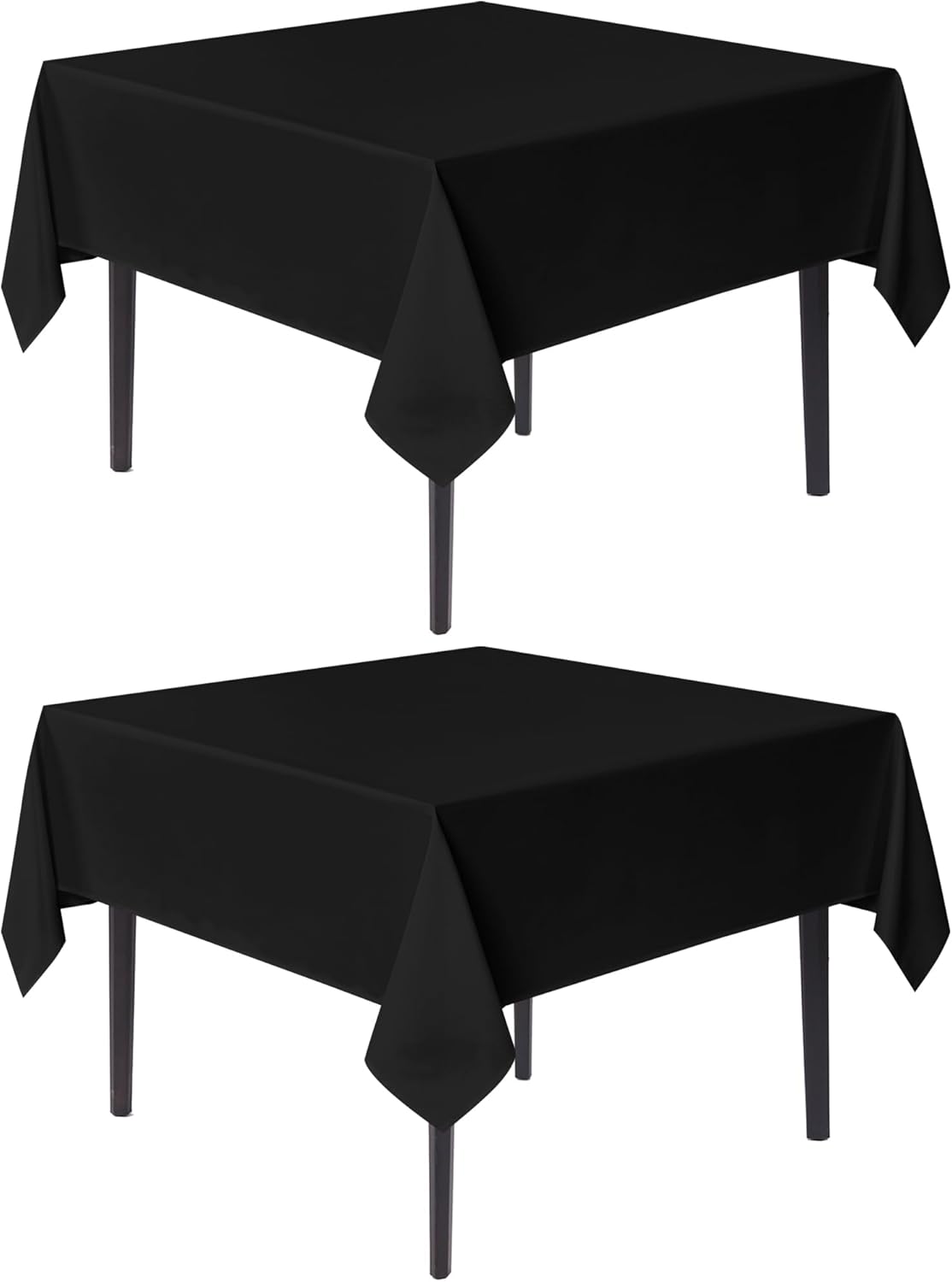 sancua Black Square Tablecloths 70x70 Inch, 2 Pack - Fabric Table Cloth for Square or Round Tables, Washable Polyester Table Cover for Outdoor Party, Birthday, Decorative Display Tables