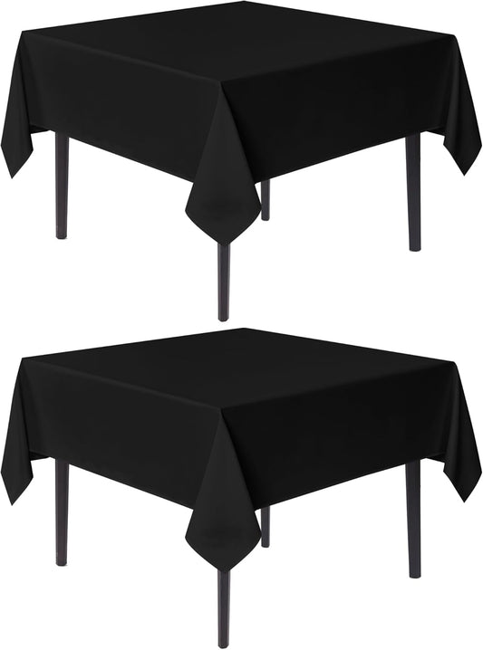 sancua Black Square Tablecloths 85x85 Inch, 2 Pack - Fabric Table Cloth for Square or Round Tables, Washable Polyester Table Cover for Outdoor Party, Birthday, Buffet, Resturant