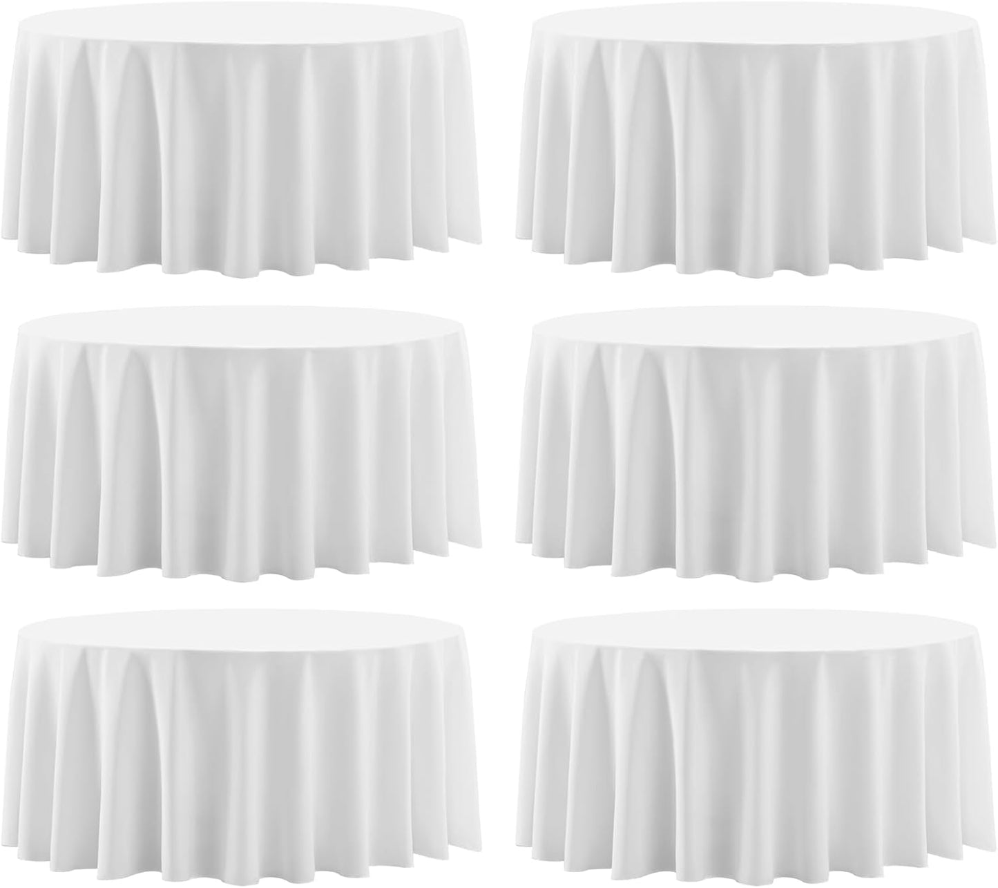 Round Tablecloth 6 Pack 90 Inch White Tablecloths Washable Decorative Linen Polyester Table Clothes Cover for Dining Table Banquets Buffet Parties and Wedding