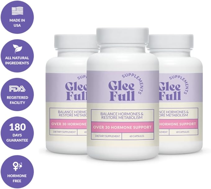 GleeFull Over 30 Hormone Support - Menopause Supplements for Women - Hormone Balance for Women - Hot Flash Relief - Menopause Support