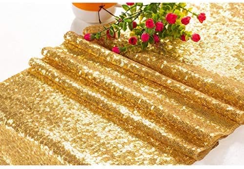 Eternal Beauty Gold Table Runner for Wedding, 5PCS-12x108 Sequin Table Runner Decorations for Birthday Parties, Banquets, Graduations,Christmas