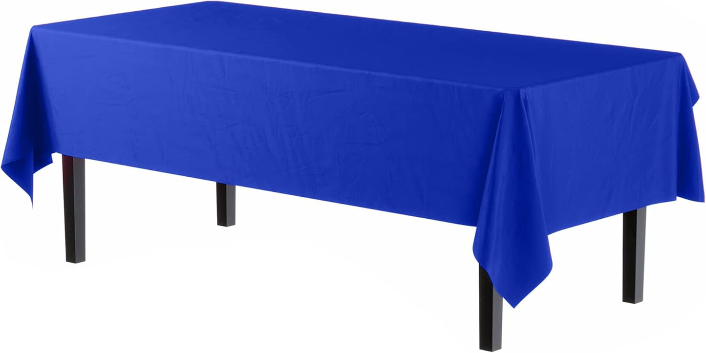 12-Pack Premium Plastic Tablecloth 54in. x 108in. Rectangle Table Cover - Dark Blue