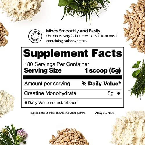 ProMix Nutrition Creatine Monohydrate Powder, Unflavored - 5g of Micronized Creatine per Serving - Increase Muscle Gain, Strength & Power & Supports Recovery - 180 Servings