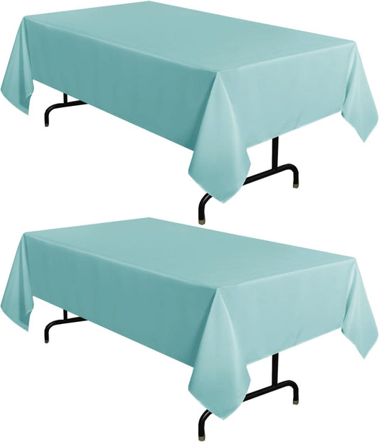 sancua 2 Pack Turquoise Tablecloth 60 x 102 Inch, Rectangle Table Cloth for 6 Feet Tables - Stain and Wrinkle Resistant Washable Polyester Table Cover for Dining Tables, Buffet Parties and Camping