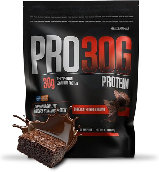 ATHLEAN-X PRO-30G, Premium Whey Protein Isolate Powder, Chocolate Fudge Brownie, Gluten-Free, Low Sugar, 30g of High Protein Powder for Muscle Recovery & Growth