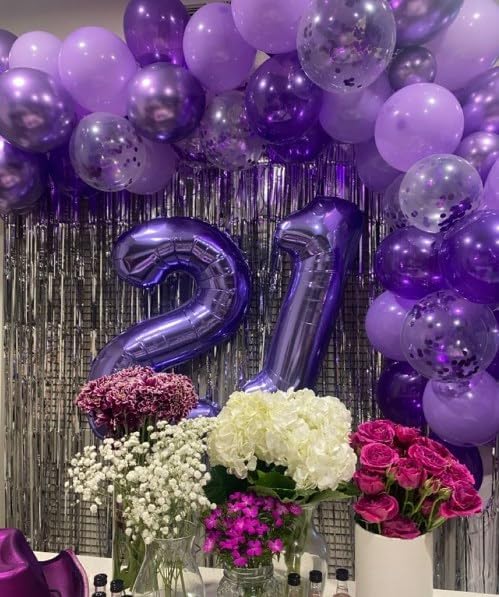Jumbo Purple Number 1 Balloon 40 Inch, Mylar Foil Number One Balloons for Boy Girl 1st 1 11 21 31 41 51 81 Birthday Party, Giant Balloons Anniversary Graduations Photo Shoot Decorations