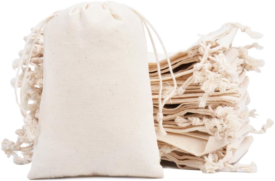 gobyhumm 20 Pieces Pure Cotton Drawstring Bags Muslin Bags Sachet Bag for Home Supplies （4 * 6"）