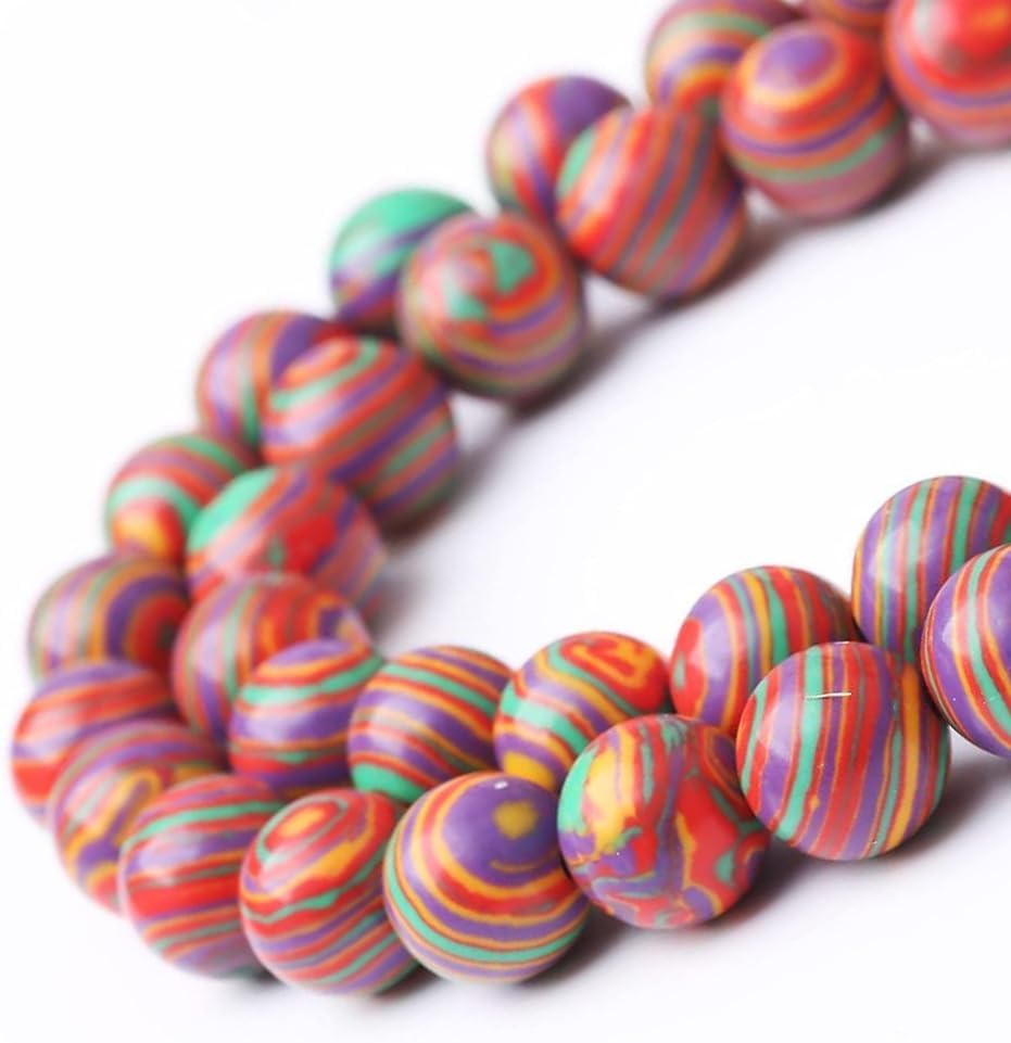 Painted Peacock Turquoise Stone Beads Gemstone Round Crystal Energy Jade Beads Stone Beads for Jewelry Making DIY Bracelet Necklace Jewelry Making 1 Strand 15.5inch 60PCS 6MM