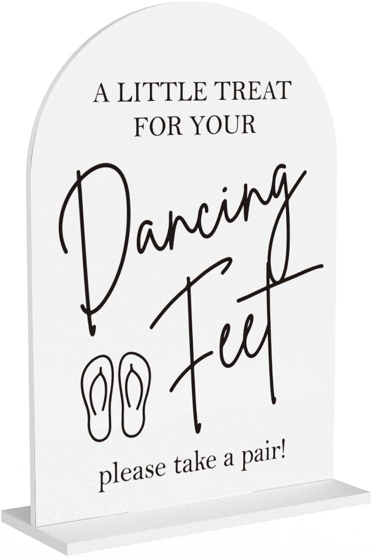 Dancing Feet Sign, Wedding Flip Flops Sign, Wedding Engagement Bridal Shower Reception Party Table Desk Acrylic Decor