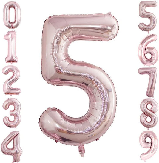 GOER 2 Pcs 42 Inch Rose Gold Foil Balloons Number 5,Huge Number Balloons for 5th 55th Birthday Party Supplies Anniversary Decorations
