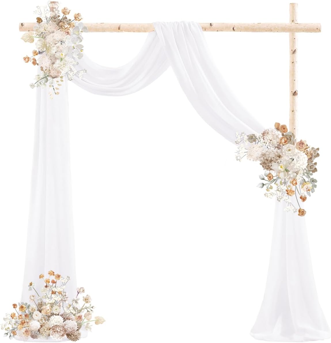 White Wedding Arch Draping Fabric 2 Panels 29" x 20 FT White Drapes for Backdrop Sheer Curtains Wedding Drapes for Romantic Bridal Baby Shower Ceremony Birthday Party Fall Outdoor Events
