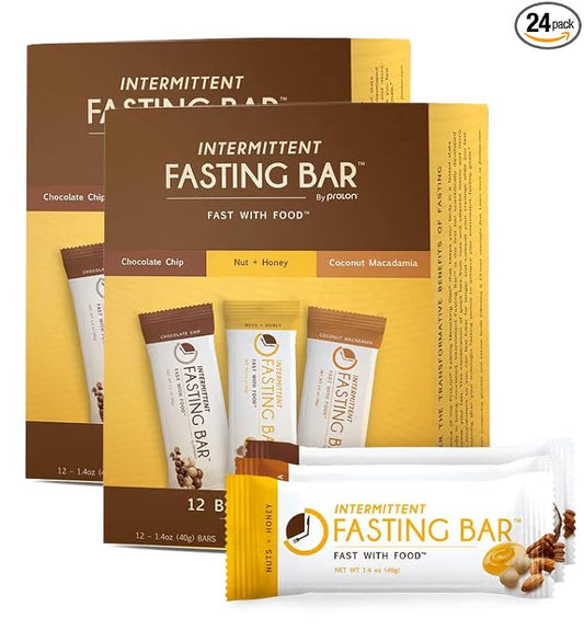 Prolon Fasting Bars | 5g Protein, 7g Fiber | Keto-Friendly, Gluten-Free, Dairy-Free, Plant-Based | Nutrition for Intermittent Fasting | Variety Pack | Nuts & Honey, Chocolate Chip, Coconut Macadamia (24 Count)