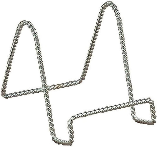 TRIPAR Decorative Twisted Wire Stand, Chrome Display (6 Inch Depth) Tabletop Easel Sleek & Modern Look - Perfect for Books, Plates, Photos & More