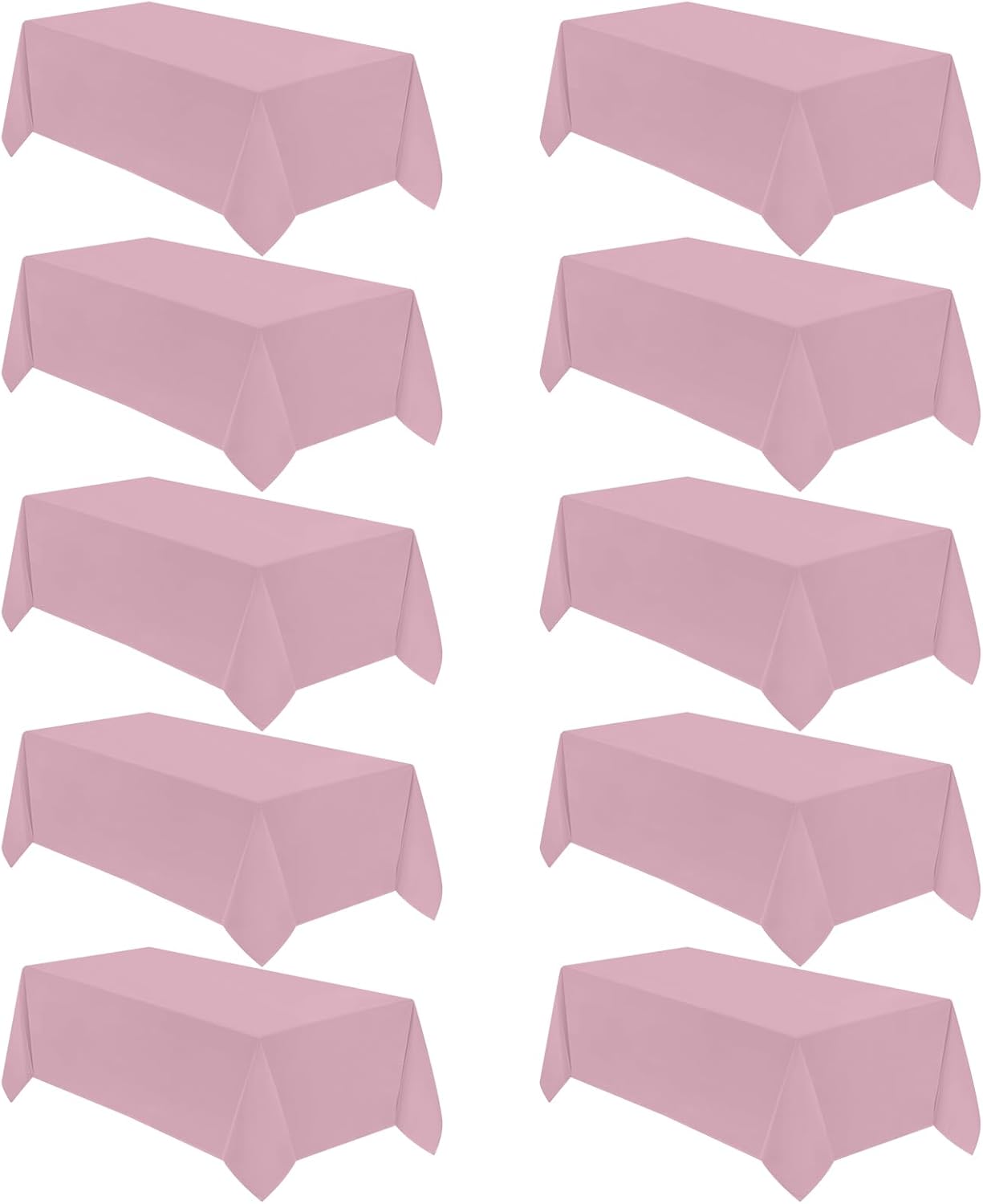 VidaFete Tablecloth 10 Pack 90 * 132inch Rectangle Table Cloth Polyester, Stain Wrinkle Resistant Polyester Dining Table Cover for Kitchen Dinning Party Wedding Rectangular Buffet Decoration(Pink)