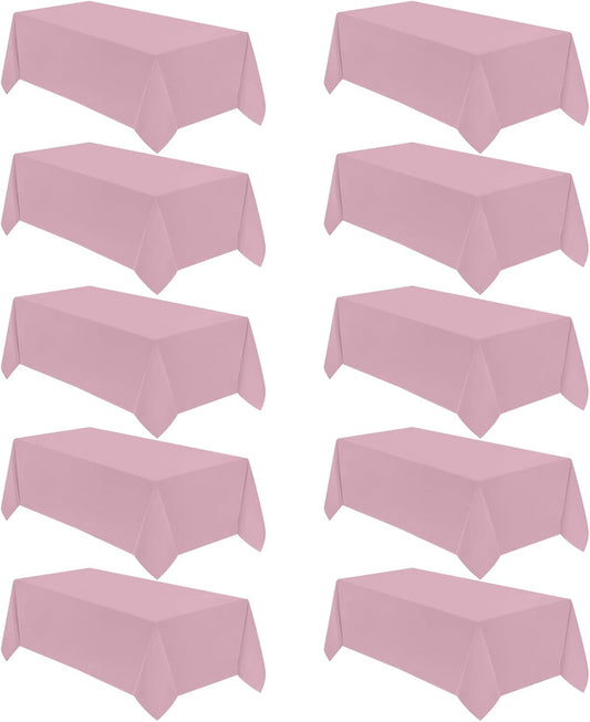 VidaFete Tablecloth 10 Pack 90 * 156inch Rectangle Table Cloth Polyester, Stain Wrinkle Resistant Polyester Dining Table Cover for Kitchen Dinning Party Wedding Rectangular Buffet Decoration(Pink)