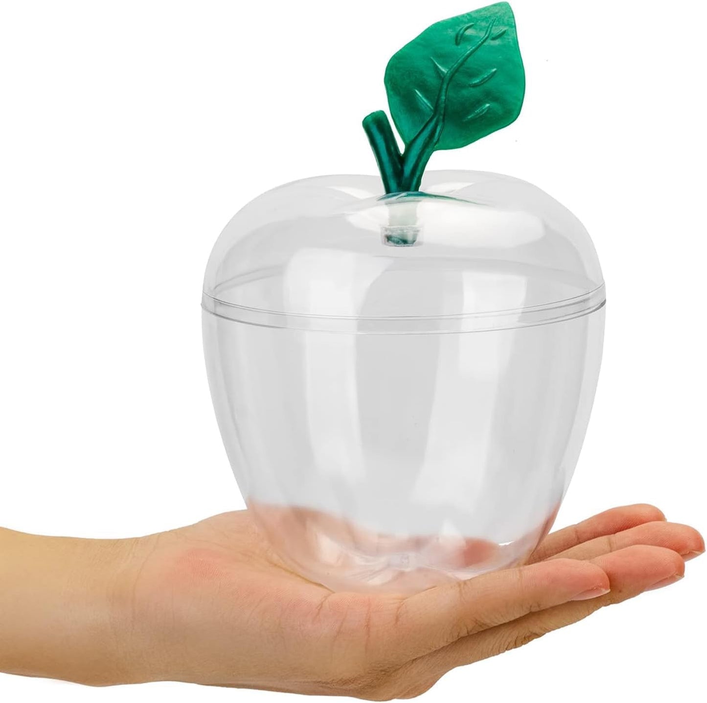 Tevrel Large Clear Apple Container (Pack of 2) – Apple Shaped Plastic Candy Jars for Gifts, Teacher Appreciation, Party Favors, Wedding Decorations, Classroom & Holiday Supplies