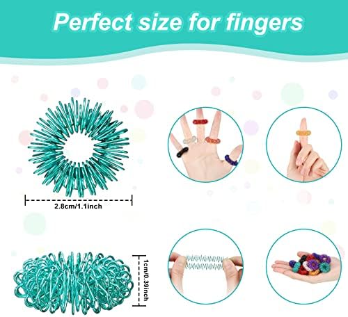 100 Pack Spiky Sensory Finger Rings, Acupressure Spiky Sensory Finger Rings for Adults, Silent Stress Reducer and Massager Fidget Ring for Anxiety for Men, Women(Bright Colors)