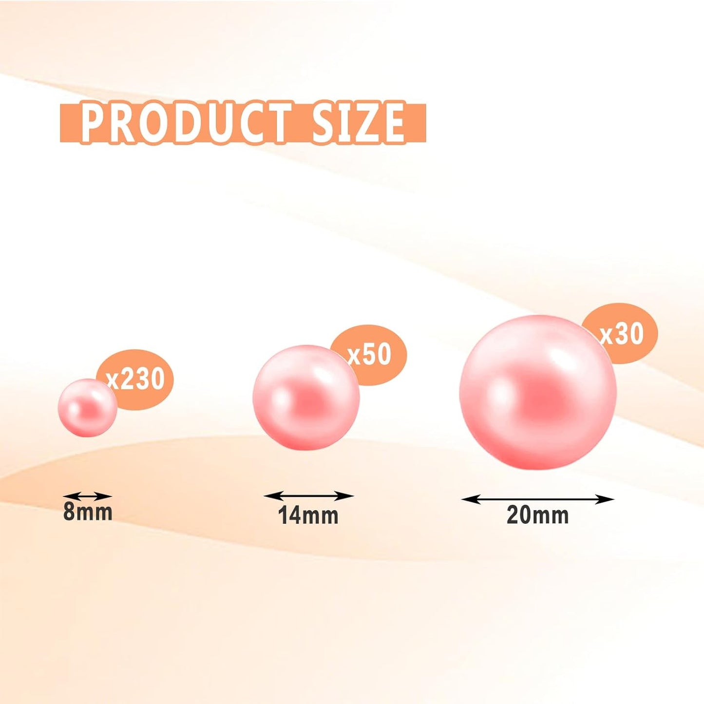 300Pcs Vase Filler Lightpink No Hole Faux Pearl Beads for Vase Filling Decorations, Candle Centerpieces, Wedding Centerpieces, Home Party Decor (8/14/20mm)