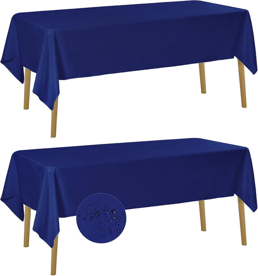 Fokitut 2 Pack Waterproof Rectangle Tablecloth, 60x102 Inch, Stain Resistant and Wrinkle Polyester Table Cloth, Fabric Table Cover for Kitchen Dining, Wedding, Party, Holiday Dinner-Royal Blue